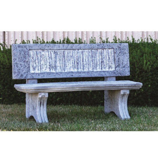 Tree line birch tree garden bench back rest cement outdoor seating art
